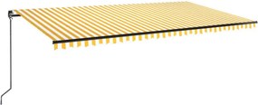 vidaXL sárga és fehér kézzel kihúzható napellenző 600 x 350 cm