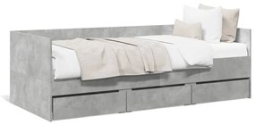 betonszürke kanapéágy fiókkal matrac nélkül 90x200 cm
