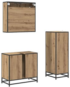 Fürdőszoba bútor szett 3 pcs kézműves tölgy 60 x 33 x 60 cm