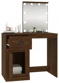 barna tölgyszínű szerelt fa pipereasztal LED-del 90x50x132,5 cm