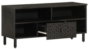 fekete tömör mangófa TV-szekrény 100 x 33 x 46 cm