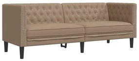 2 részes kávészínű műbőr Chesterfield kanapégarnitúra