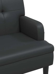 fekete műbőr pad háttámlával 112x65,5x75 cm