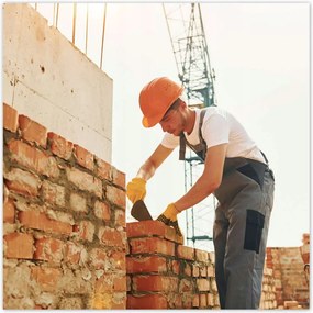 Poszterek 100x100 Épület falának falazása