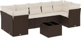 vidaXL 8 részes barna polyrattan kerti ülőgarnitúra párnákkal