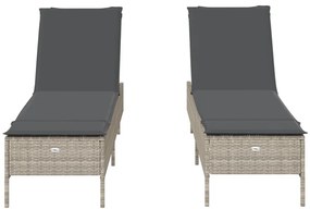 2 db világosszürke polyrattan napozóágy párnával