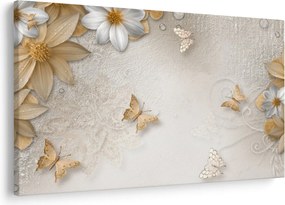 Kép - virágok pillangókkal (90x60 cm)