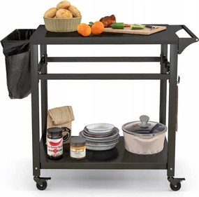 Grillkocsi 2 Polccal 4 Kerékkel Tálalókocsi 100,5X 50X 93,5CM