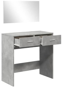 betonszürke fésülködőasztal tükörrel 80x39x80 cm