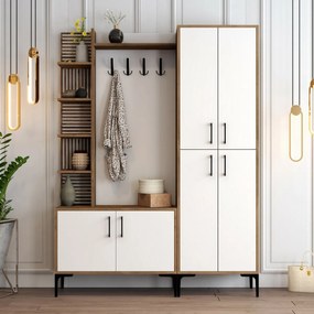 Faliakasztó cipőtartóval, polcokkal és szekrénnyelViyana Walnut and White