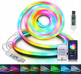 Neon Led Szalag 5M Rgb Bluetooth Alkalmazás Távirányító Vízálló Rugalmas Szalag