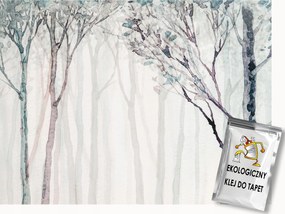 Fotótapéta Flizelina Akvarell Természet Pasztell Erdő Fák Köd 150x105 ragasztó