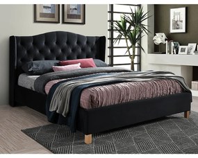Aspen Bársony ágy 160 x 200 cm, fekete