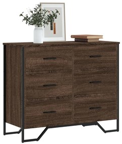 barna tölgy színű szerelt fa komód 91 x 35,5 x 74,5 cm