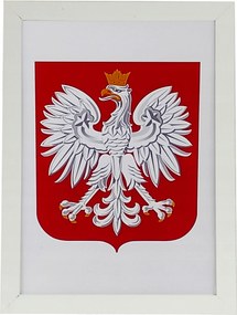 Lengyel Címer A4-es keretben, plexiből 21x29,7cm; 29,7x21 cm. festett fa Címer