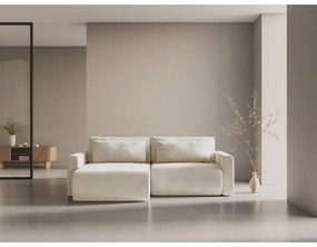 Bézs bársony kinyitható tárolóhelyes sarokkanapé Belfast – Cosmopolitan Design