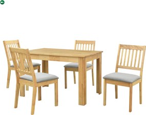 Étkezőgarnitúra 1+4, tömörfa, természetes, TEDRO