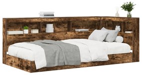 Könyvespolc ágy füstölt tölgy 75x190 cm szerelt fa