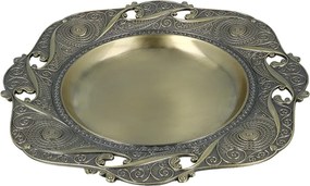 Gyönyörű patera fém arany tálca tál a lábakon plattírozott