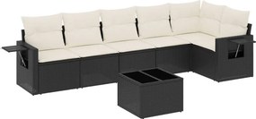 vidaXL 7 részes fekete polyrattan kerti ülőgarnitúra párnával