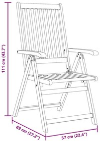 8 db összecsukható tömör akácfa kerti szék