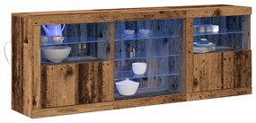 LED világítással ellátott büfé régi fa 181,5x37x67 cm újrahasznosított fa
