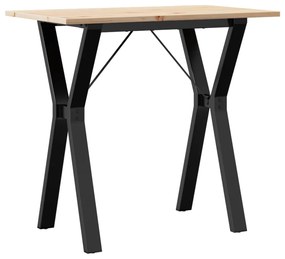 tömör fenyőfa és öntöttvas étkezőasztal Y-vázzal 80x50x75 cm