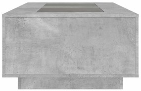 betonszürke végtelen hatású LED-es dohányzóasztal 116x69x40 cm