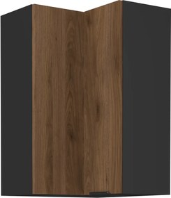 Felső sarokszekrény okapi dió/fekete, MENZO 60x60 GN-90 2F
