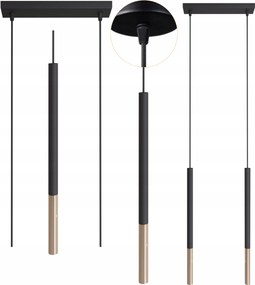 Mennyezeti függőlámpa Zwis fém fekete-arany 2xG9 Led 10W Cső