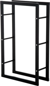 HOMCOM Tüzifaállvány Fém 60 x 25 x 100 cm Tüzifa tároló acélkeret 100 kg-ig Kályha tüzifa állvány Kültéri fátartó Tüzifa tartó Kert Teraszra Kint Feke