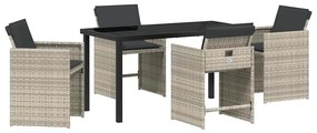 vidaXL Kert étkező szett 5 pcs Világosszürke polirattan