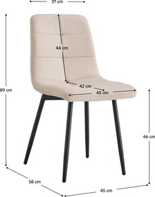 Étkezőszék, bézs Velvet szövet/fém, DAMIA TYP 1