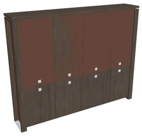 Verno+ S magas szekrény 260 x 46 x 210 cm, kombinált ajtó, antracit tölgy / barna