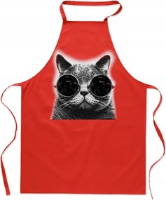 Konyhai kötény Divatos nyomtatás Macska szemüveg Chill