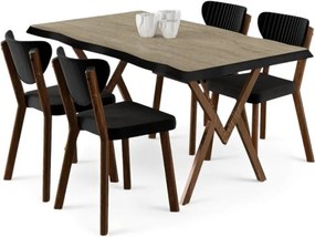 Akort étkezőgarnitúra, travertin-fekete, 130 cm