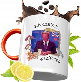 Donald Tusk Narancssárga Bögre Ajándék, fényképes nyomattal