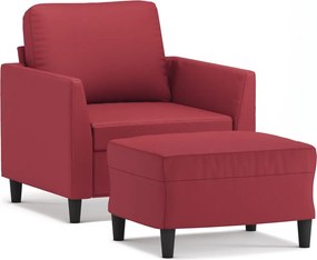 vidaXL bordó műbőr kanapéfotel lábtartóval 60 cm