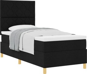 vidaXL Boxrugós ágy matracmal fejtámlával Fekete 100 x 200 cm szövet