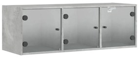 betonszürke faliszekrény üvegajtókkal 102 x 37 x 35 cm