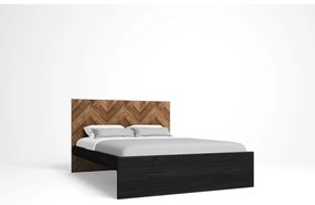 Fekete-natúr színű franciaágy 160x200 cm Gio – Marckeric