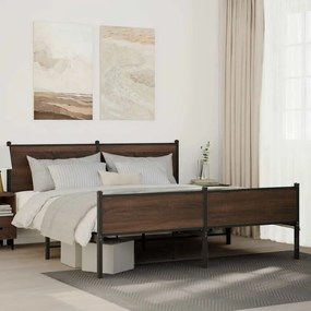 barna tölgy színű fém ágykeret matrac nélkül 160 x 200 cm