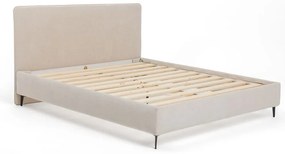 Bézs kárpitozott franciaágy ágyráccsal 160x200 cm Noira Slim – Bonami Selection