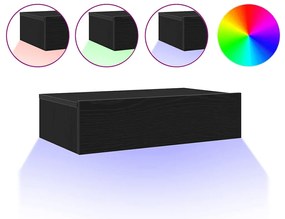 2 db fekete tölgyfa TV-szekrény LED lámpákkal 60 x 35 x 15,5 cm