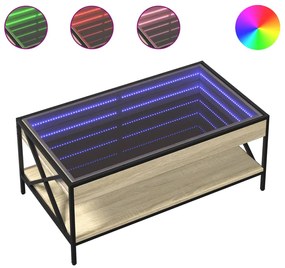 Sonoma tölgy végtelen hatású LED-es dohányzóasztal 90x50x38 cm
