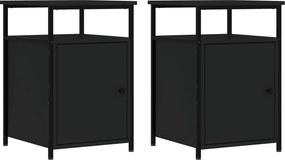 vidaXL 2 db fekete szerelt fa éjjeliszekrény 40 x 42 x 60 cm