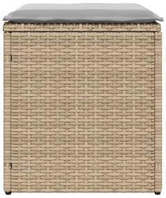 2 db bézs polyrattan kerti szék párnával 40x40x43 cm