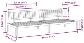 2 db tömör akácfa kerti raklap középső kanapé