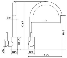 ALVEUS ES3508A - Viola mosogató csaptelep, 36,7 cm, rozsdamentes acél