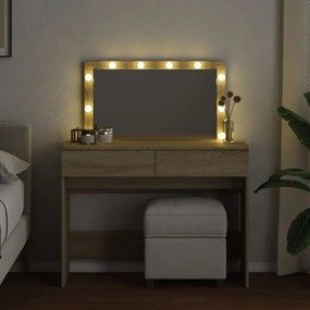 sonoma tölgy színű fésülködőasztal LED-del 100 x 40 x 120 cm